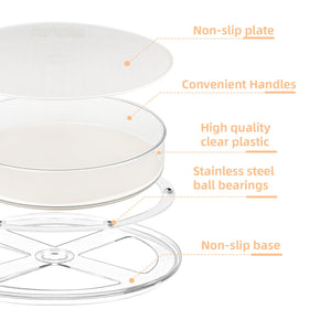 FILTA 2 Pack Lazy Susan Organizer – 8-Inch Turntable with Non-Slip Mat & Handles
