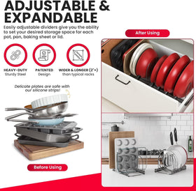 Better Things Home 7.5-inch Wide 12-Slot Adjustable Pan & Lid Organizer – Under-Cabinet Rack