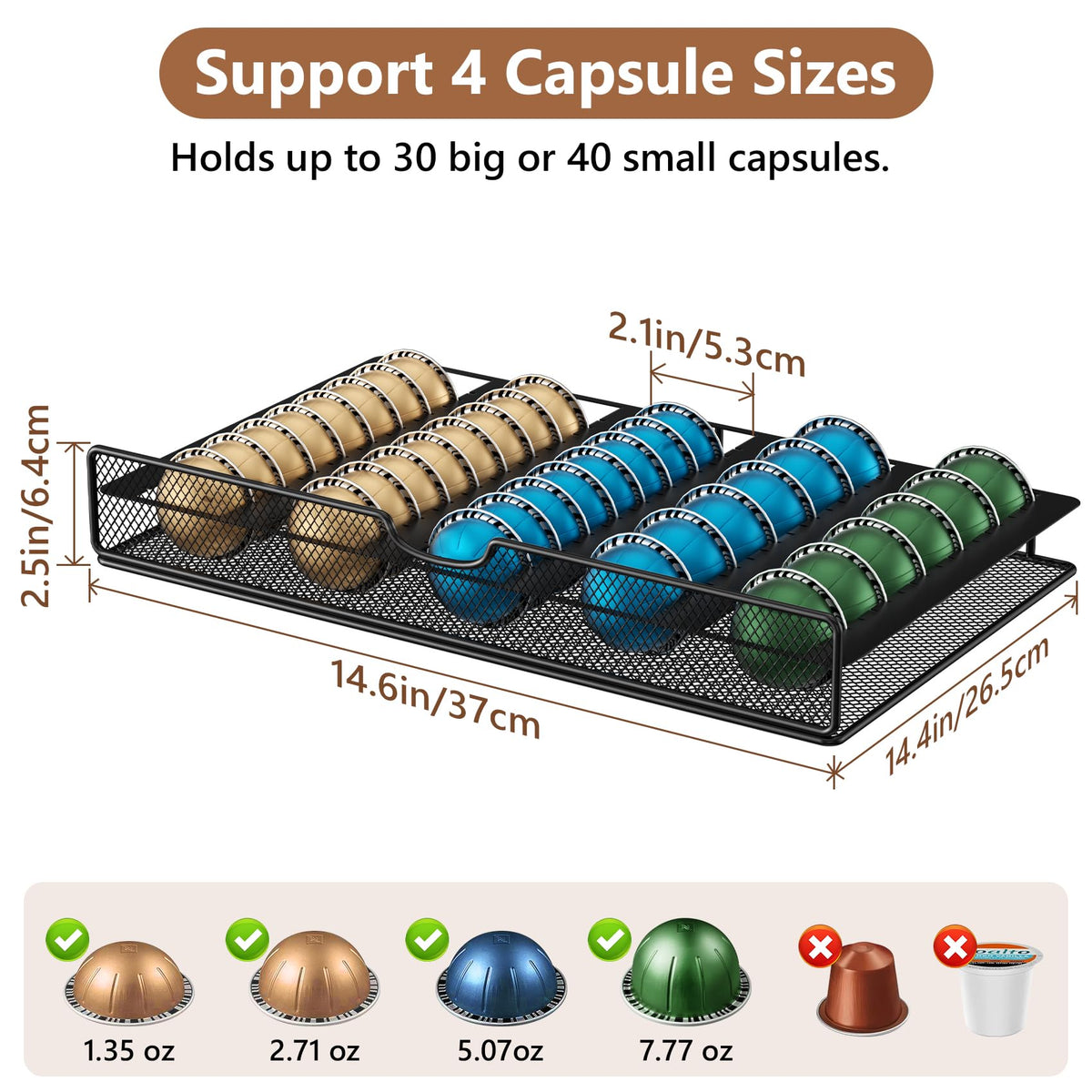 PONEYA Pod holder drawer keeps VertuoLine capsules organized and ready for brewing