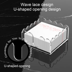 YAGELI Acrylic Napkin Holder – Clear Scalloped Tray for Cocktails, Kitchen & Bar (5.4x5.2x2.5 in)