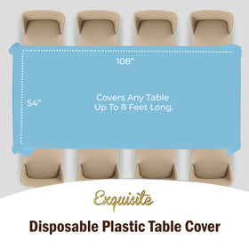 Party Solids Exquisite 6-Pack Premium Plastic Tablecloth – Sky Blue, 54x108 in (Up to 8 ft)
