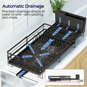 Pantasia dish rack with angled drainage tray directing water to the sink.