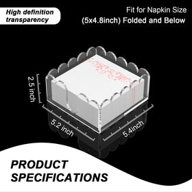 YAGELI Acrylic Napkin Holder – Clear Scalloped Tray for Cocktails, Kitchen & Bar (5.4x5.2x2.5 in)