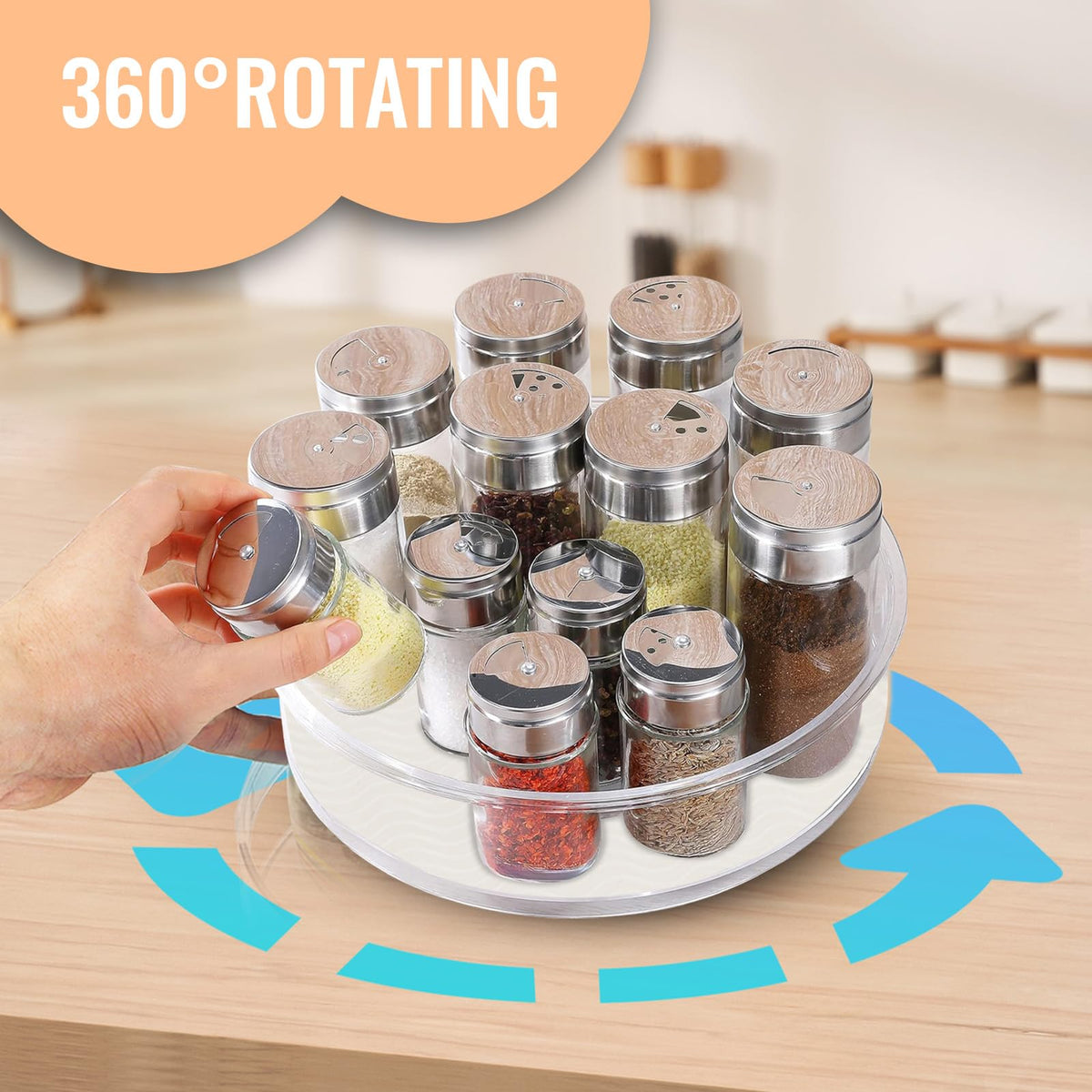 FILTA 2 Pack Lazy Susan Organizer – 8-Inch Turntable with Non-Slip Mat & Handles