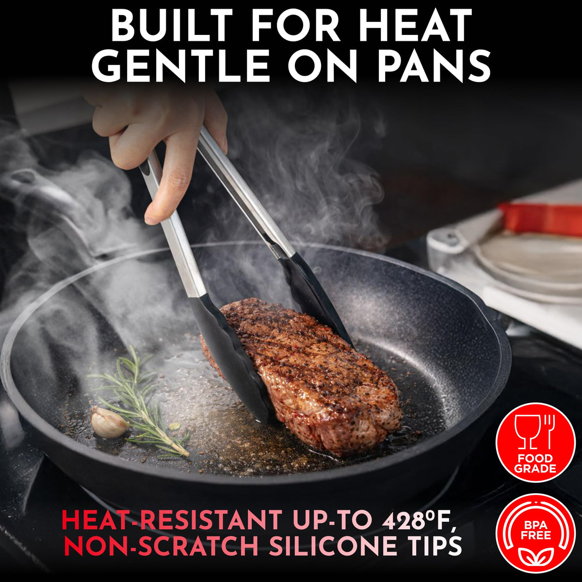 Culinary Couture silicone-tipped heads protect nonstick cookware