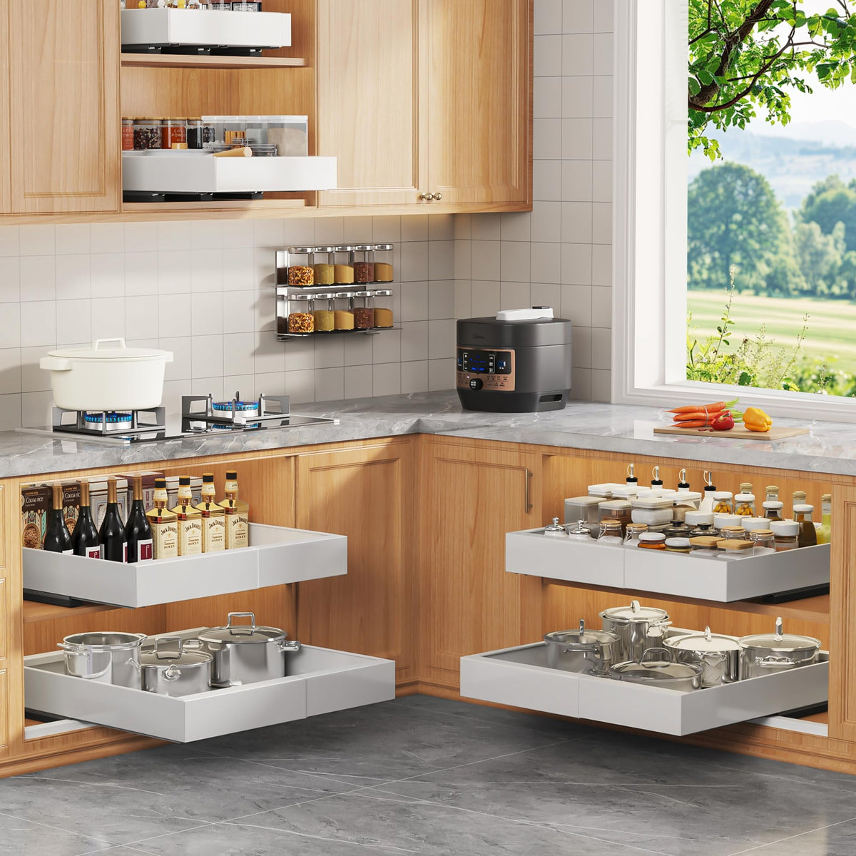 Seinloes 4-Pack Expandable Pull-Out Cabinet Organizer — 12.1–20.4 in Wide, 21