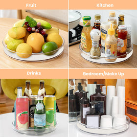 FILTA 2 Pack Lazy Susan Organizer – 8-Inch Turntable with Non-Slip Mat & Handles