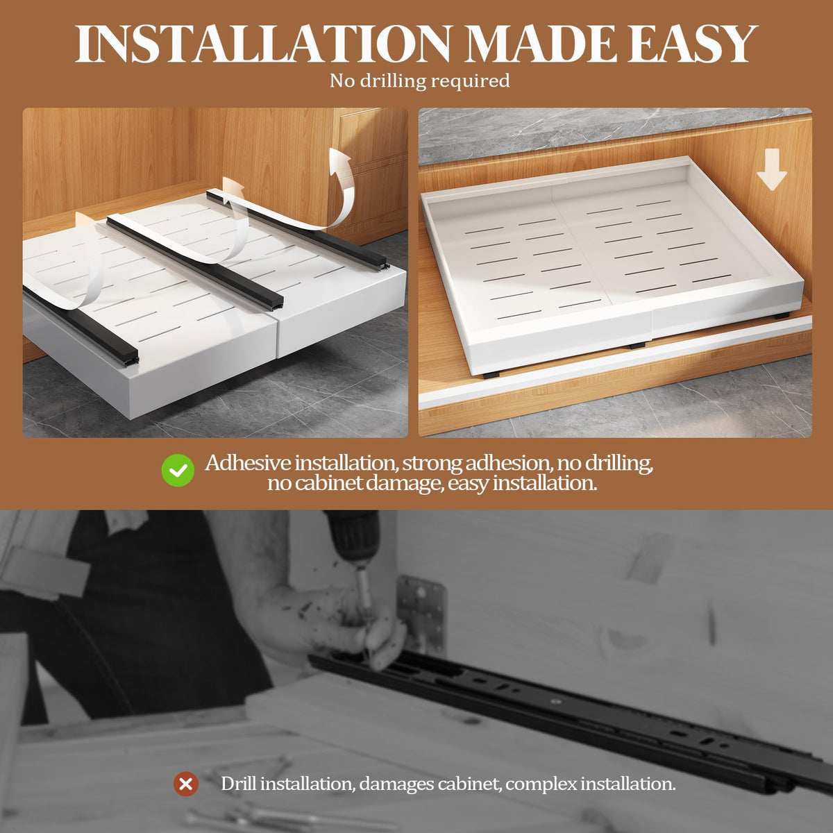 Seinloes 4-Pack Expandable Pull-Out Cabinet Organizer — 12.1–20.4 in Wide, 21