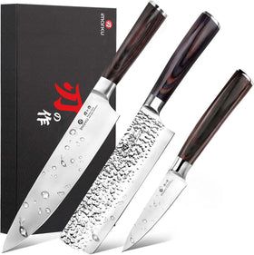 Imarku 3 pieces knife set full view emphasizing versatile everyday prep