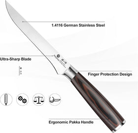 Imarku boning knife offers precise cuts on meat and fish with control.