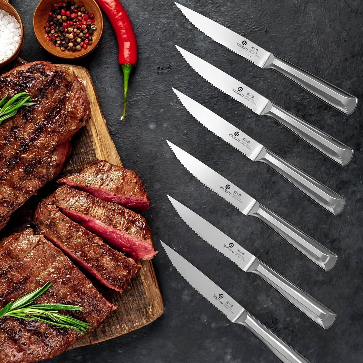 Imarku boning knife in use for controlled meat trimming.
