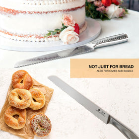 imarku bread knife 10inch laser etched blade reduces sticking for cleaner slices