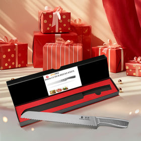 imarku bread knife 10inch open kitchen use demonstrates versatility for bread, cake, and fruit