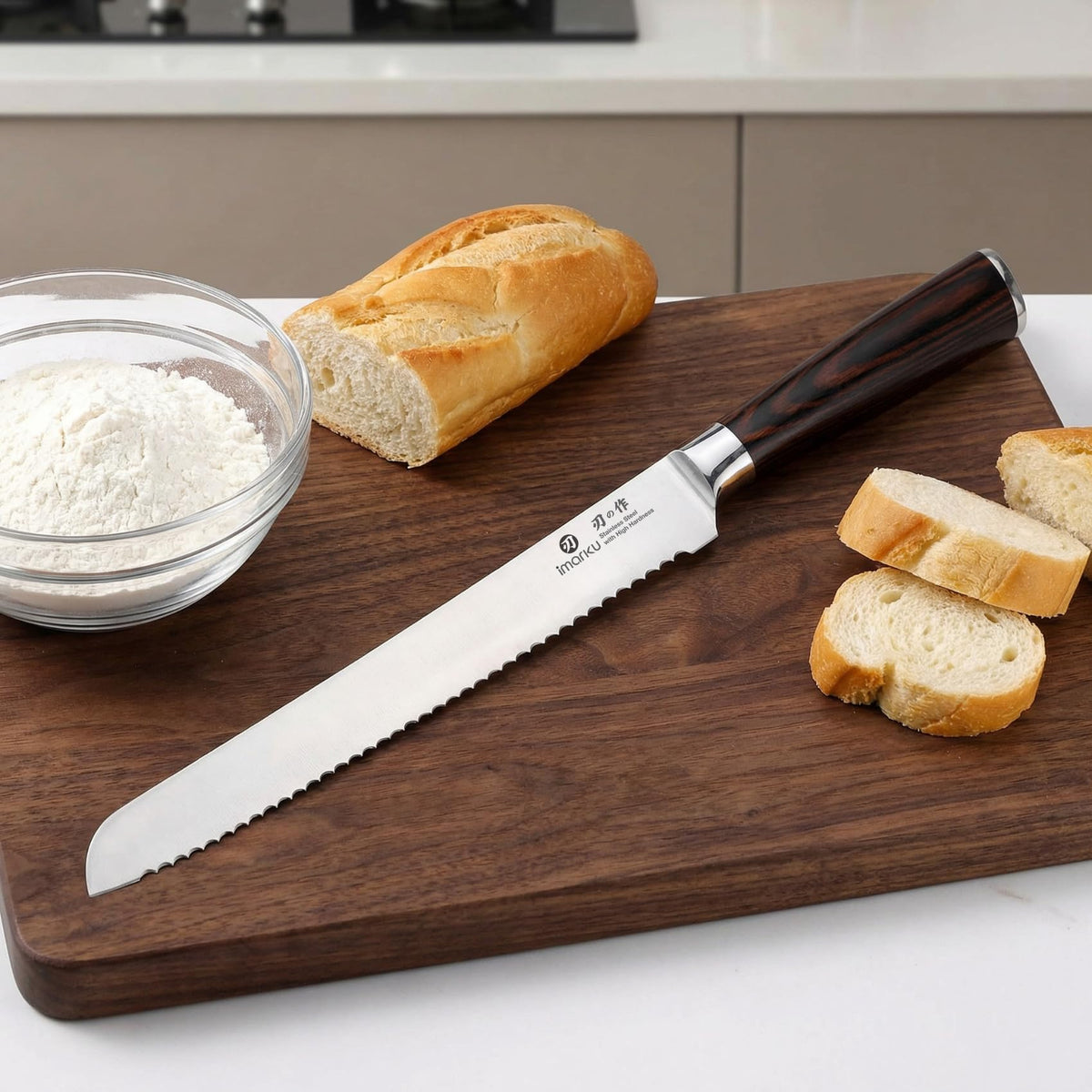 imarku bread knife ambidextrous grip supports left or right-handed use