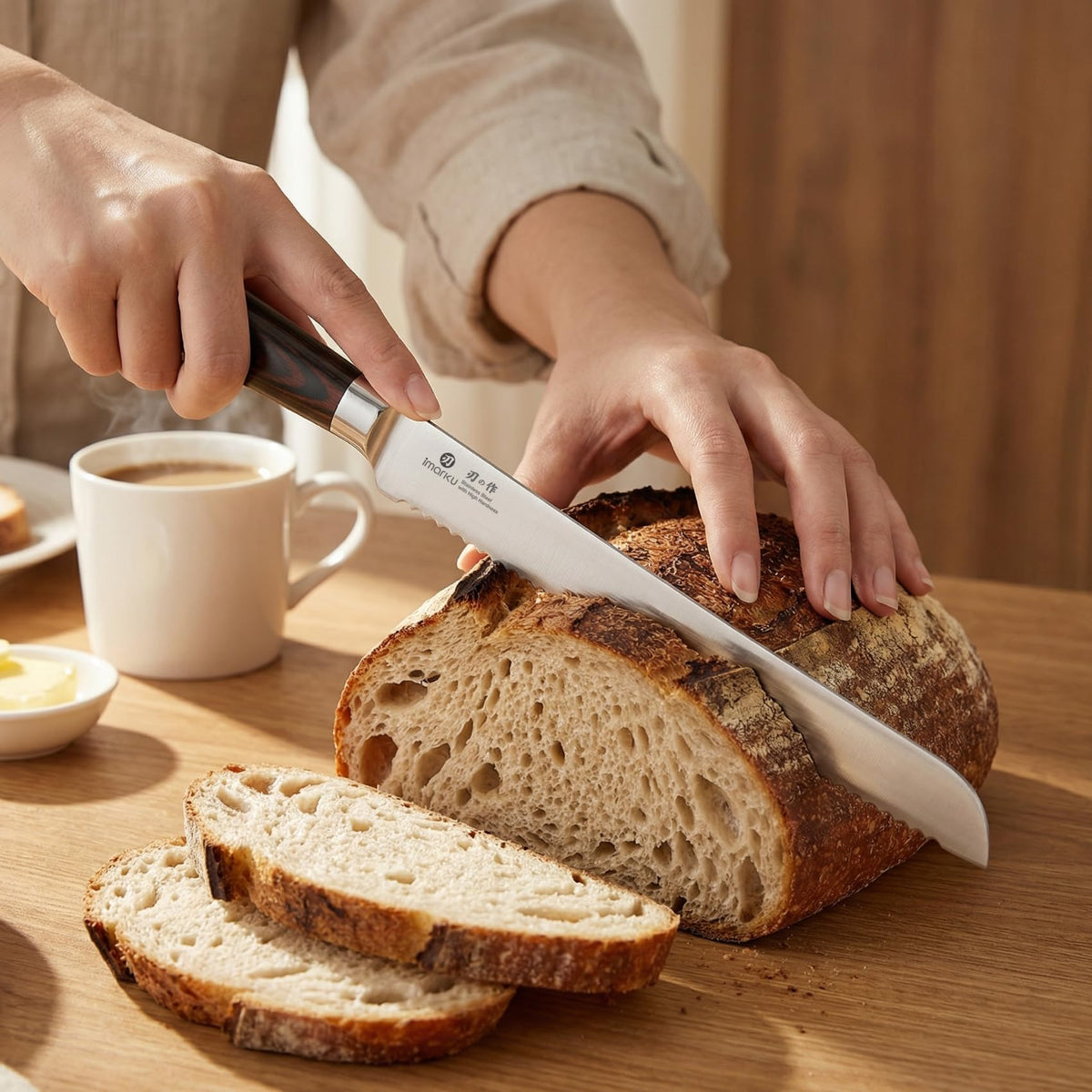 imarku bread knife easy-clean blade for simple post-baking cleanup