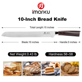 imarku bread knife serrated edge detail for clean cuts through crusts