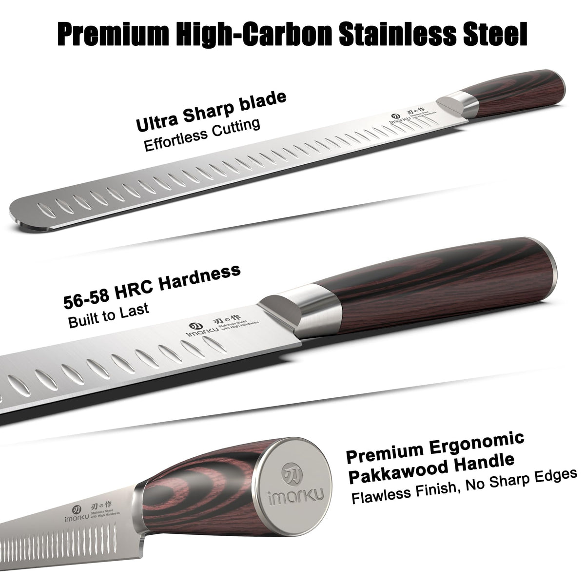 imarku Brisket Knife precision edge ensures clean separation of meat fibers