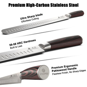 imarku Brisket Knife precision edge ensures clean separation of meat fibers