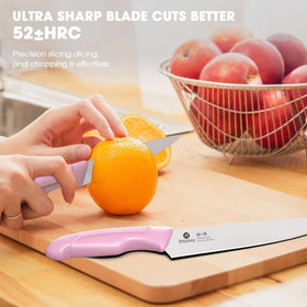 built-in sharpener on the block keeps blades ready