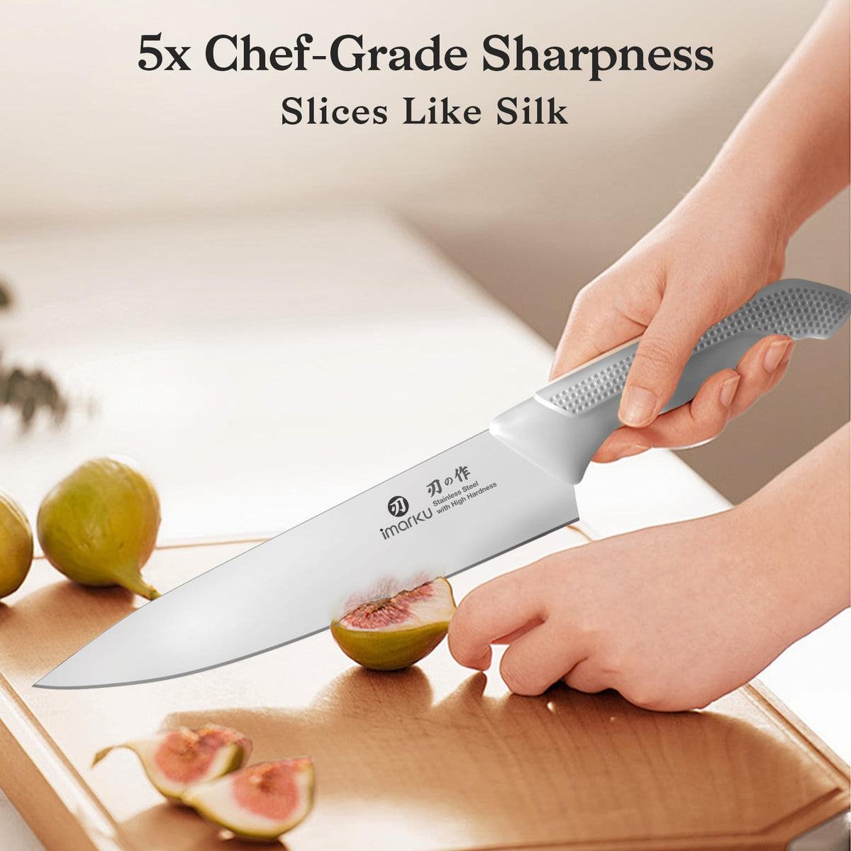 built-in sharpener in imarku knife block for quick edge maintenance