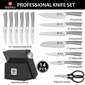 Imarku 8-inch chef knife shown for precise slicing and control.