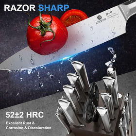 Imarku chef knife in action offering precise slicing.