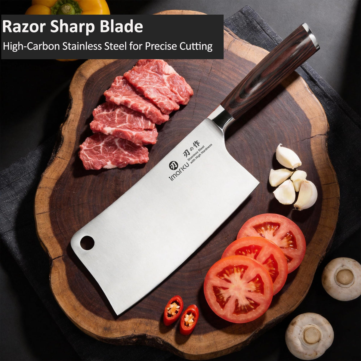 imarku cleaver 7-inch handle, ergonomic grip reduces fatigue