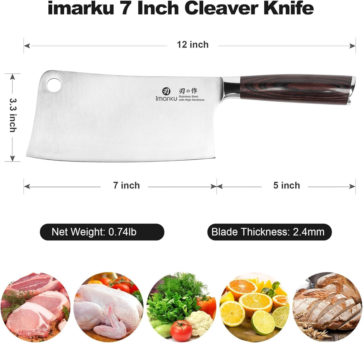 imarku 7-inch cleaver blade, Japanese steel for sharpness