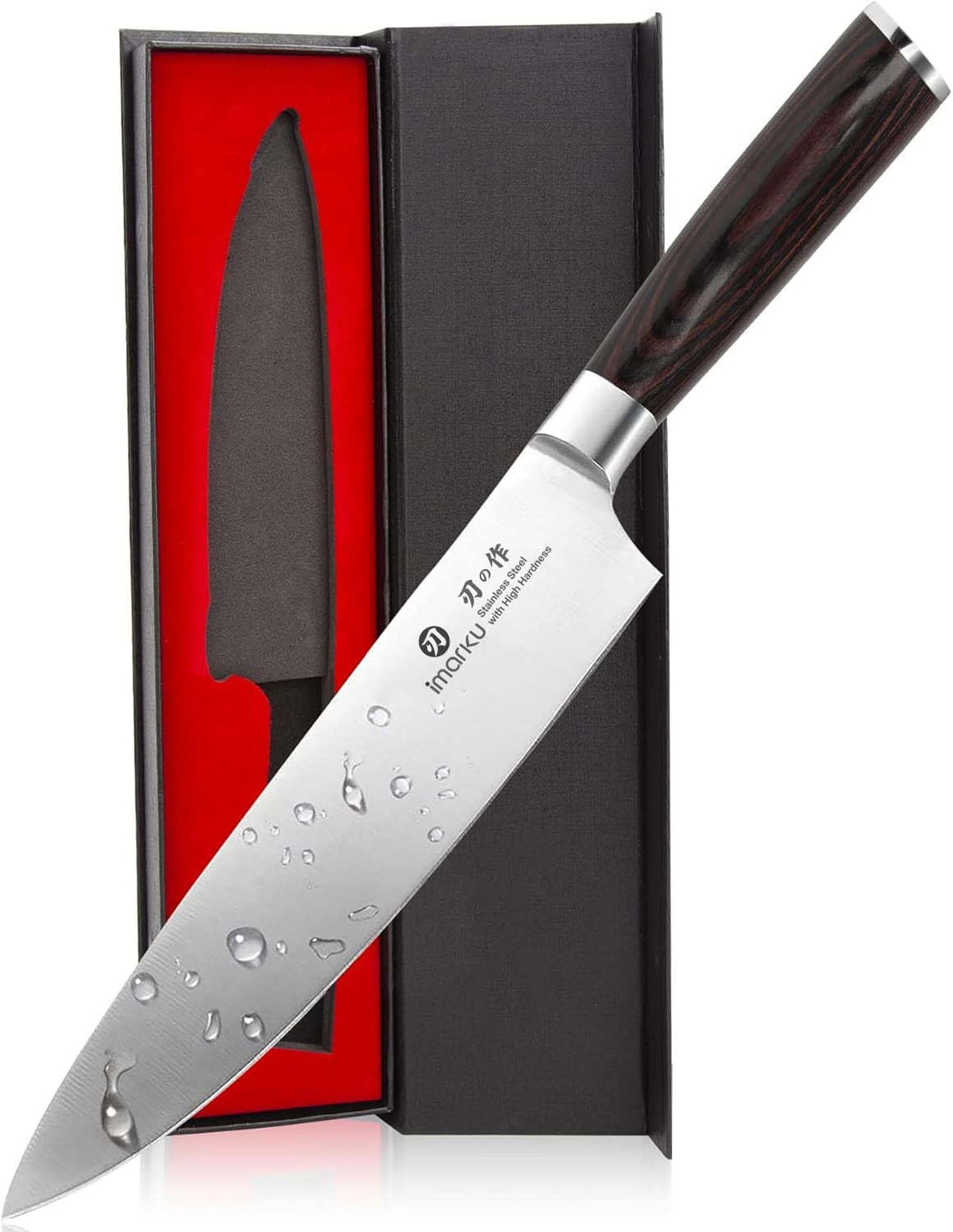 Imarku 8-inch chef knife front view for precise slicing and control