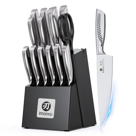 imarku kitchen knife set block and blades showcasing premium storage and sharp blades