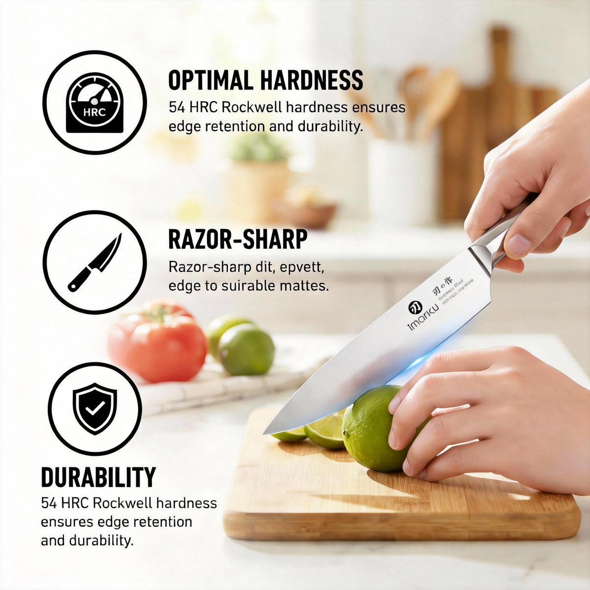 Imarku 5-inch utility knife versatile for everyday tasks.