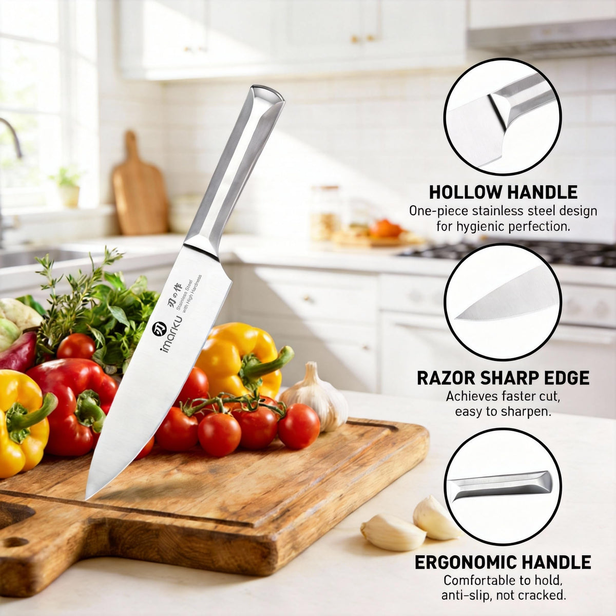 Imarku 6-inch boning knife ideal for precise trimming.