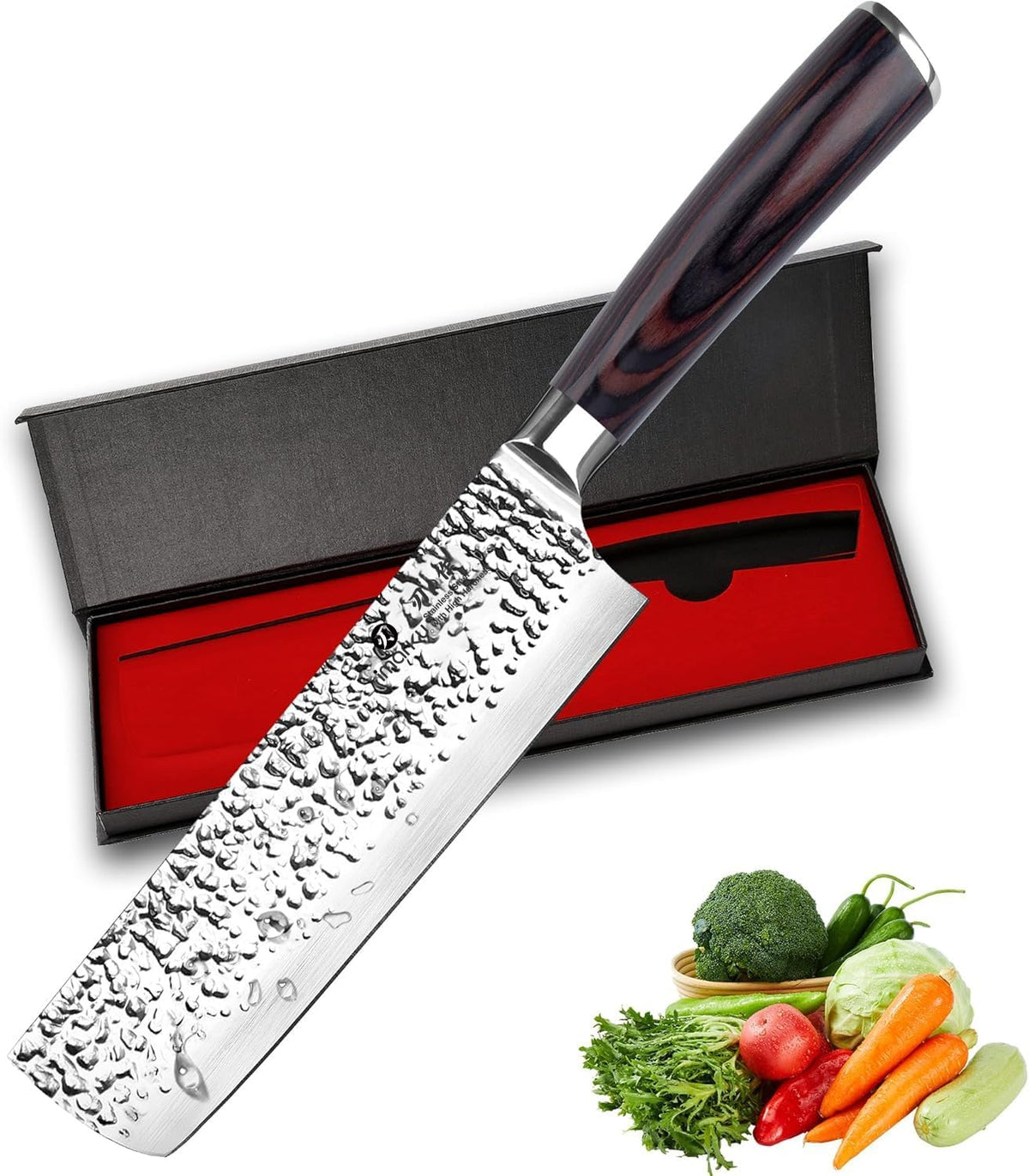 Imarku Nakiri Knife 7-inch blade close-up showing razor edge for precise vegetable slicing.