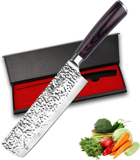Imarku Nakiri Knife 7-inch blade close-up showing razor edge for precise vegetable slicing.