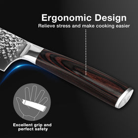 Imarku Nakiri Knife high-carbon stainless steel blade resists rust and staining.