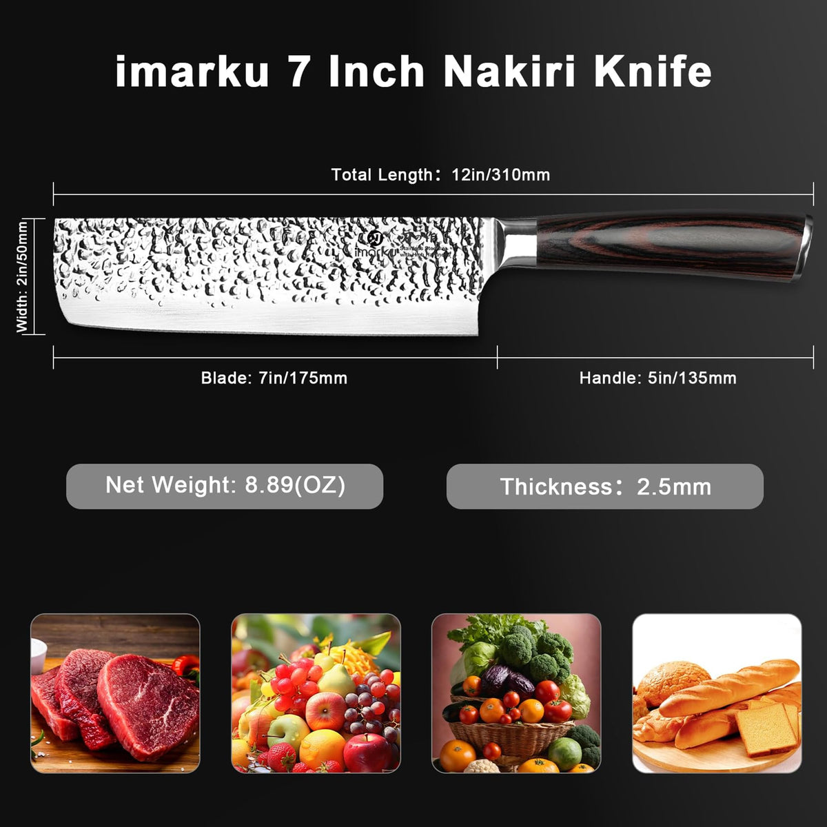 Imarku Nakiri Knife protective sheath enables safe storage and transport.