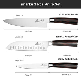 Imarku knife with ergonomic pakkawood handle for balanced control.