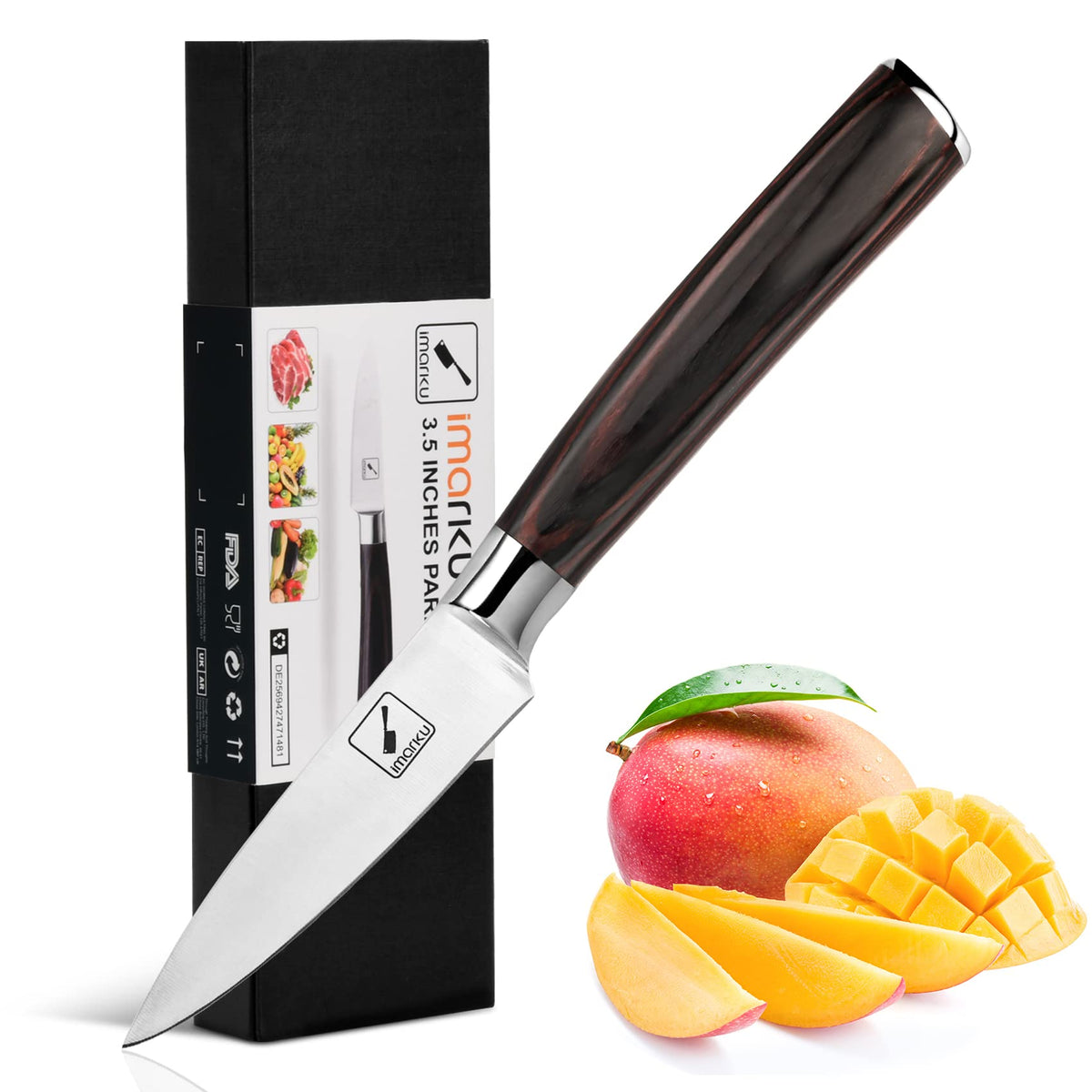 imarku paring knife 3-5 inch blade closeup for precise fruit prep