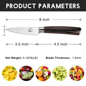 imarku paring knife ergonomic pakkawood handle for comfortable slicing