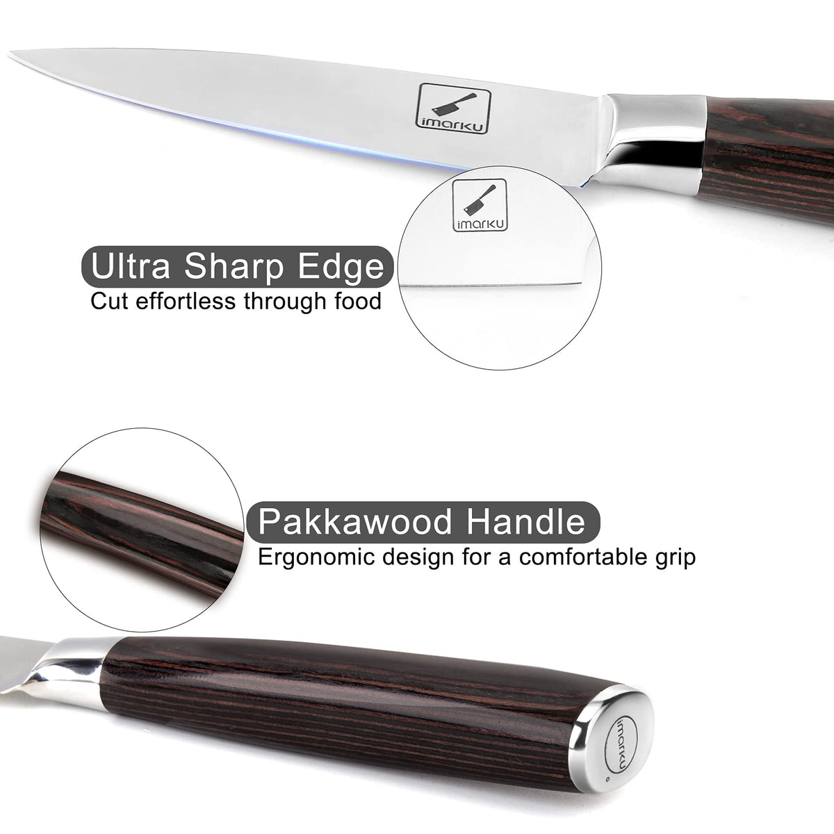 imarku paring knife razor edge detail for clean cuts