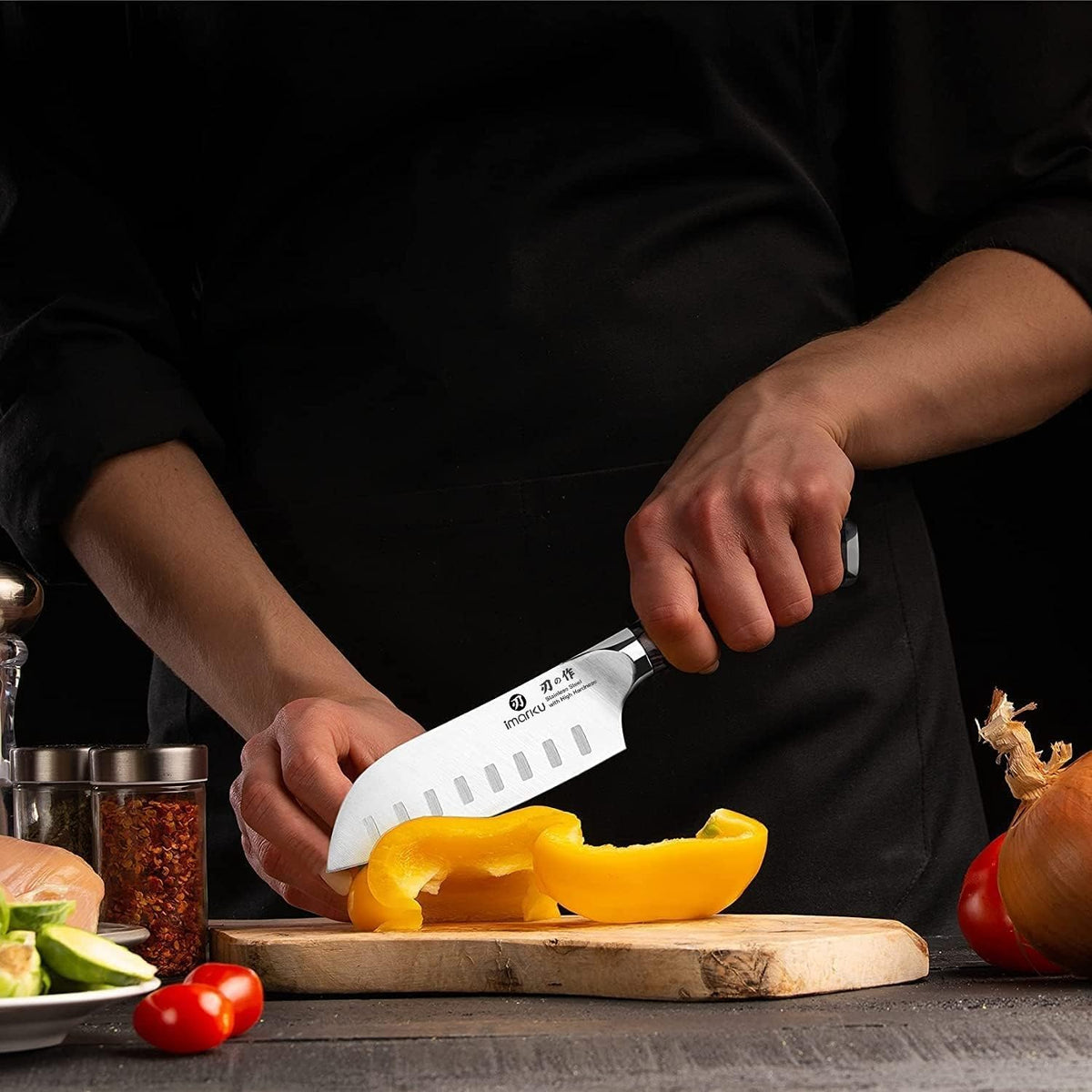 Imarku Santoku 2-3mm blade thickness supports precise slicing