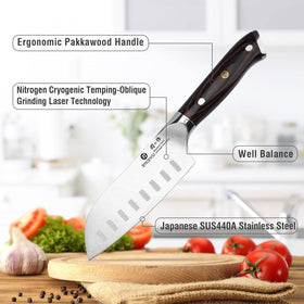 Imarku Santoku using rust resistant steel for long lasting performance