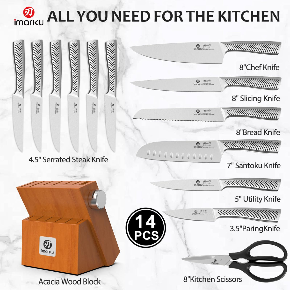 imarku 7-inch santoku knife versatile blade for chopping and dicing