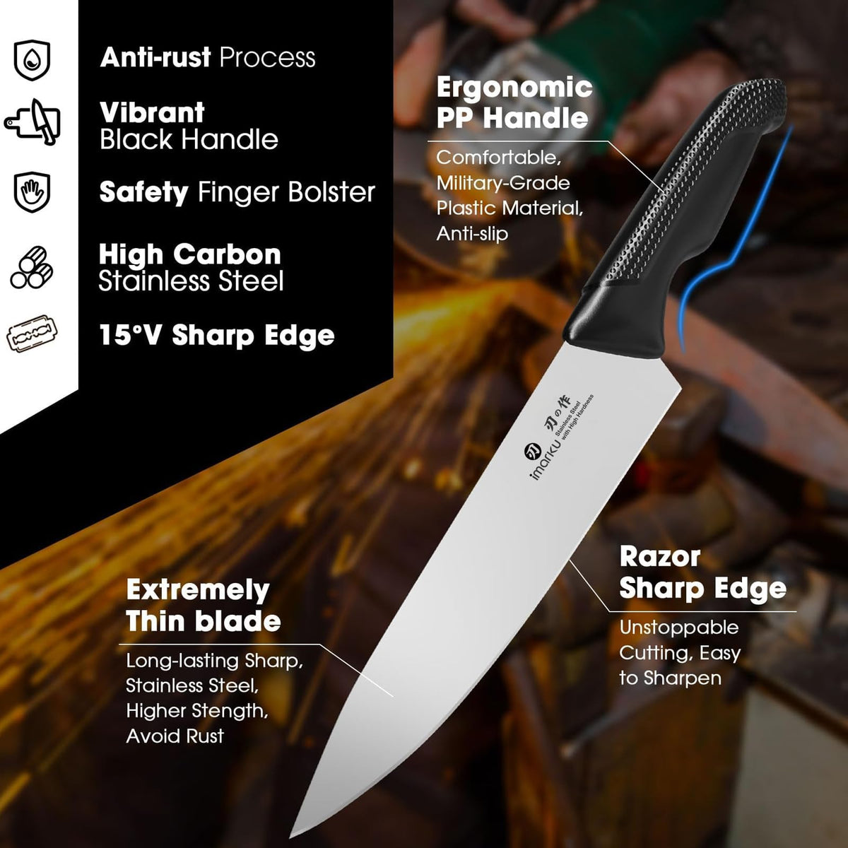 imarku Santoku knife with ergonomic grip for comfortable daily use