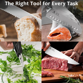 Imarku 8-inch slicing knife for long, smooth cuts.