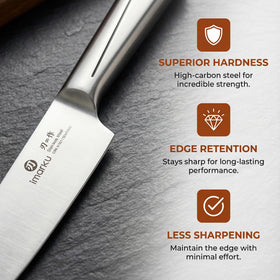 Imarku utility knife 5-inch blade handles precise tasks and small prep.
