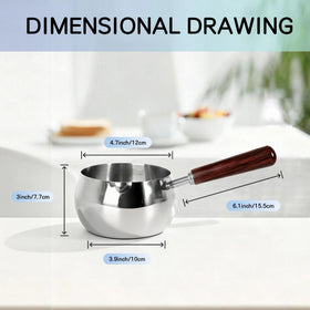 IMEEA Milk and Butter Warmer Pot wooden handle keeps hands cool while cooking