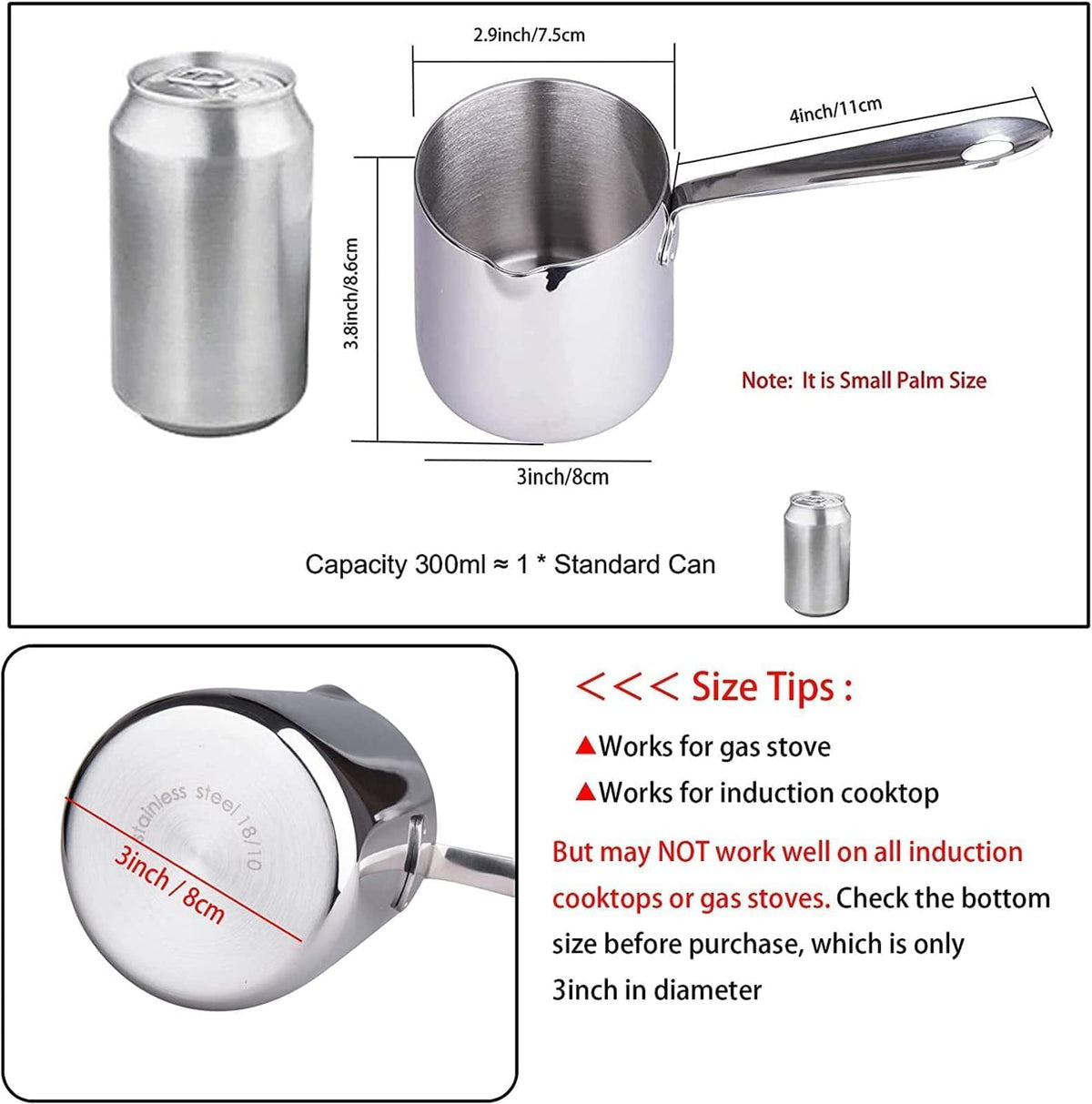IMEEA mini saucepan with spout ideal for hot chocolate and small portions.