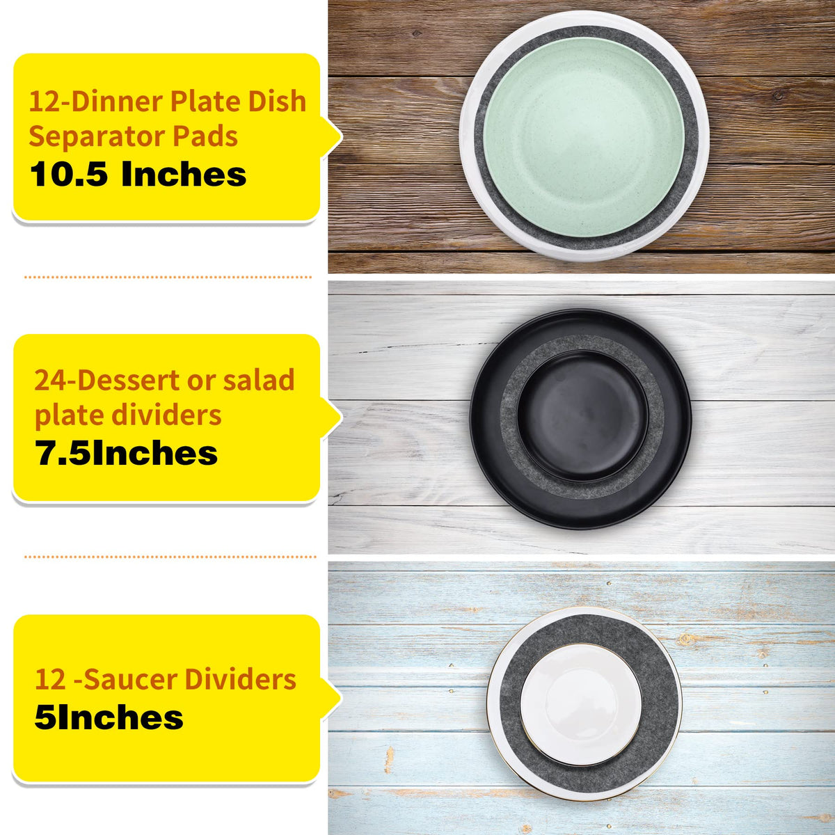 Imncya easy-to-use felt separators slide between plates for quick protection