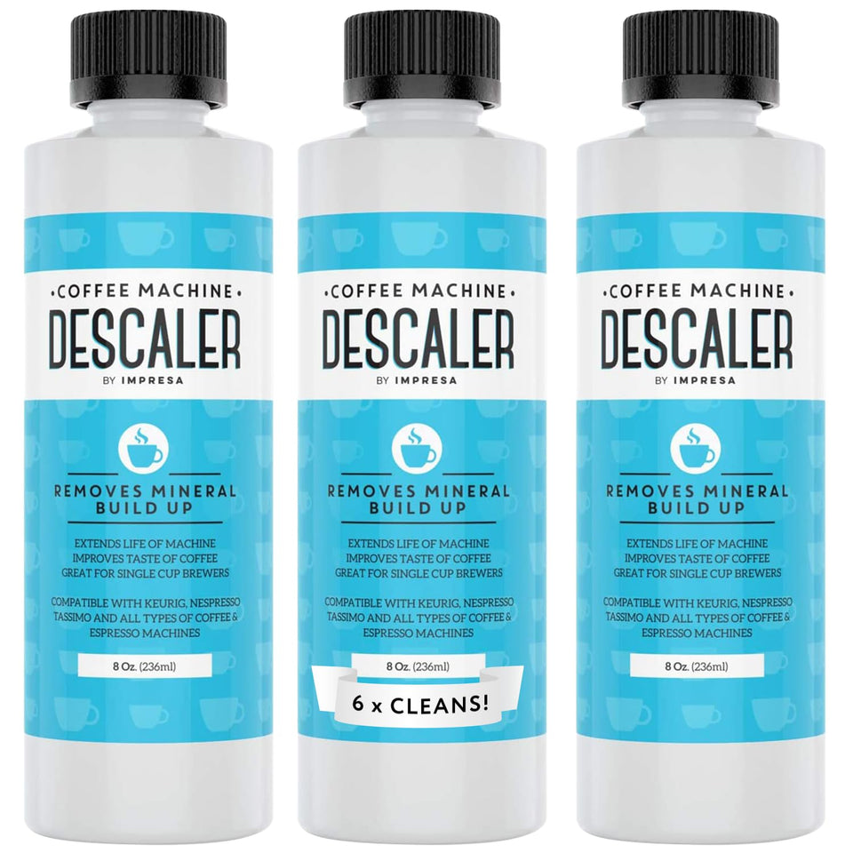 IMPRESA coffee descaler bottle pour removes limescale for smoother coffee